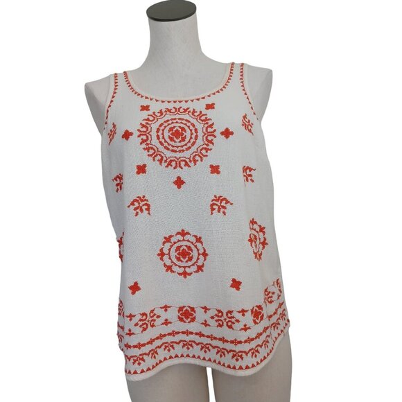 Lucky Brand Top Embroidered Tank Boho Colorful Cotton Womens Medium - Picture 11 of 12